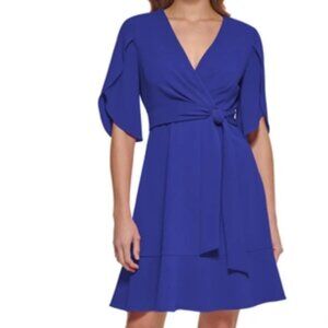 DKNY Blue V Neck Dress